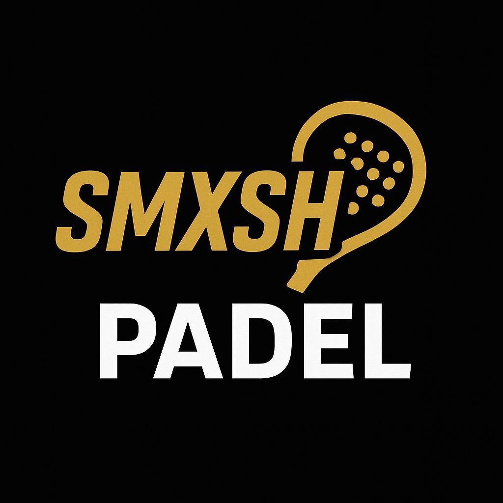 SMXSH Padel logo with a paddle graphic on a black background